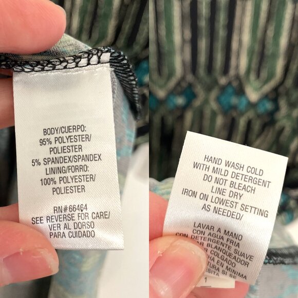 NEW NWT SANDRA DARREN Black Green Teal Geometric Geo Cold Shoulder Cutout Dress - Picture 12 of 16